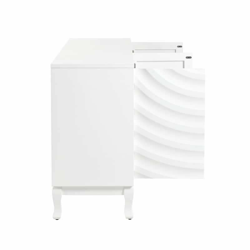 Four-Door Sideboard with Elegant Wavy Pattern and Arched Groove Design