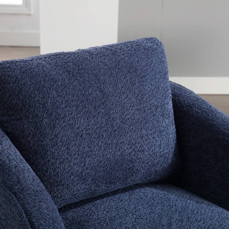 30.3" Bouclé Upholstered Swivel Accent Chair, 360° Round Barrel Club Chair Lounge Armchair