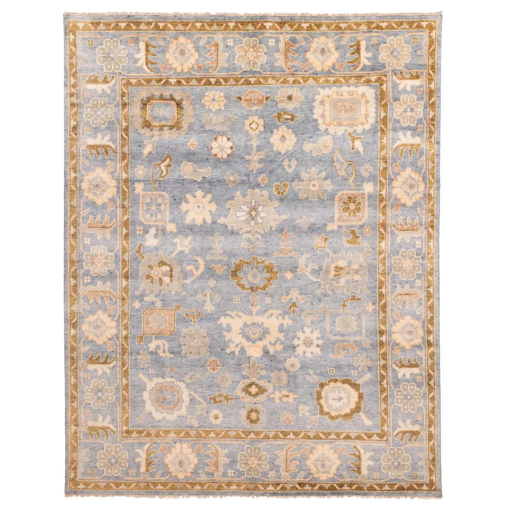 ECARPETGALLERY Hand-knotted Modern Oushak Light Denim Blue Wool Rug - 8'0 x 10'1