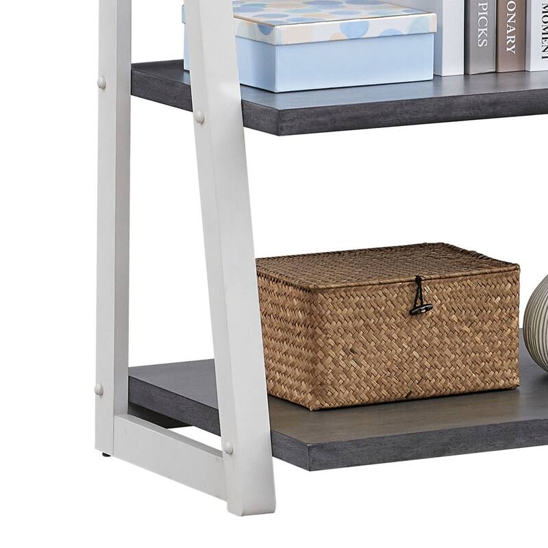 5-Tier Bookcase with Rubber Wood Frame for Living Room and Home Office