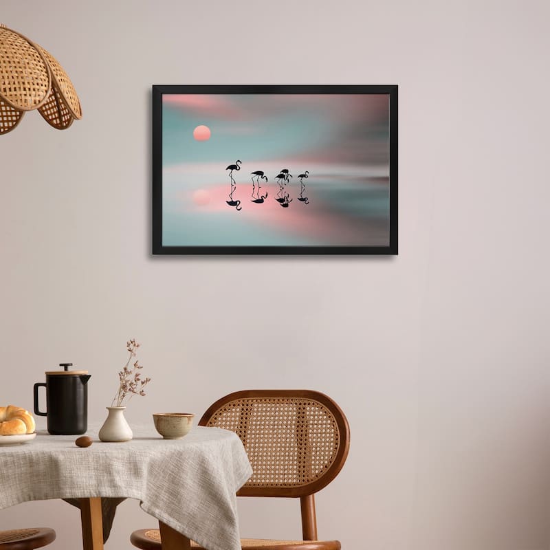 A Family Of Flamingos Premium Framed Poster by Natalia Baras