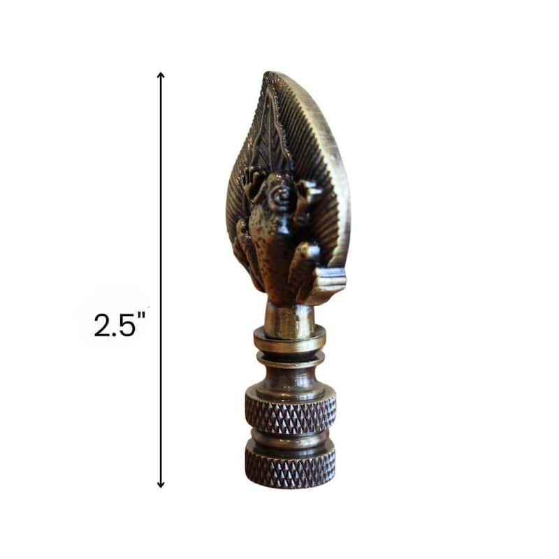 Frog-on-Lily-Pad Lamp Finial Antique Brass, 2.4"h
