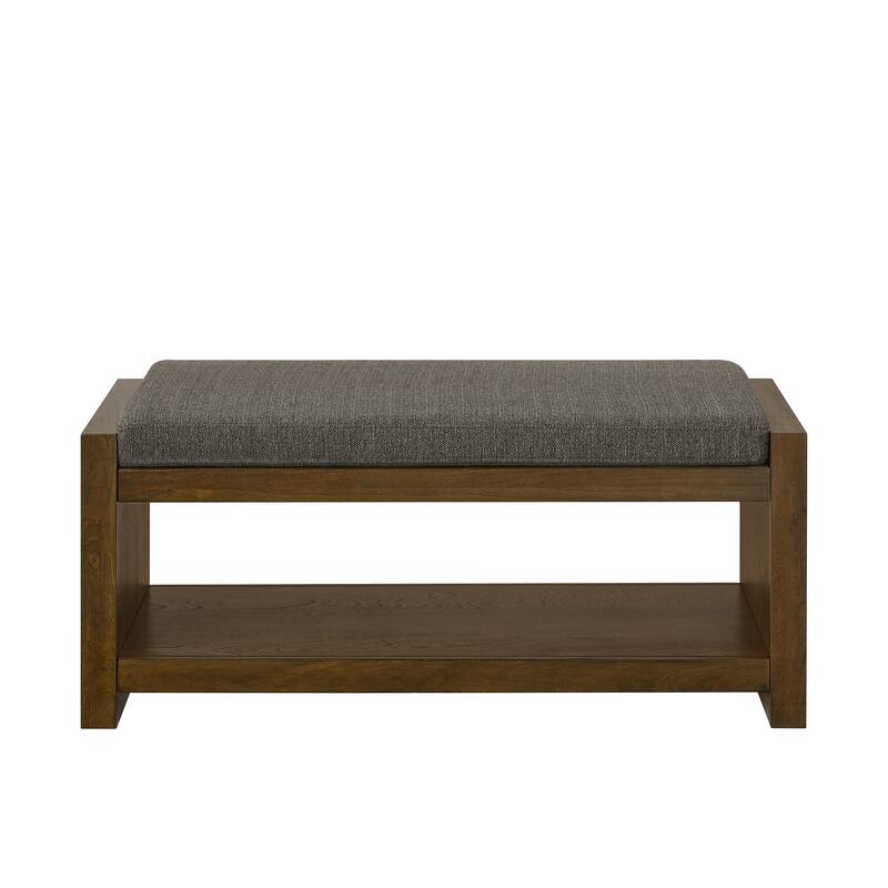 Homy Casa 47" / 40" Accent Bench with Storage, Padded Seating & Lower Shelf Shoe Rack