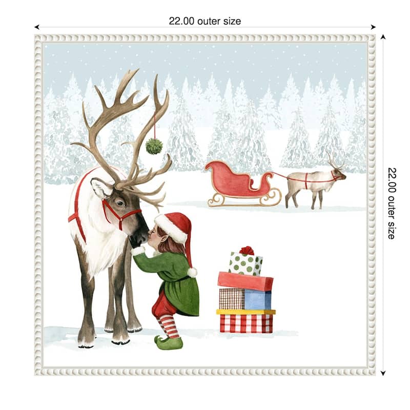 Christmas Love II by Grace Popp (22 x 22 in.), Framed Canvas Wall Art Print - Sylvie Beaded White