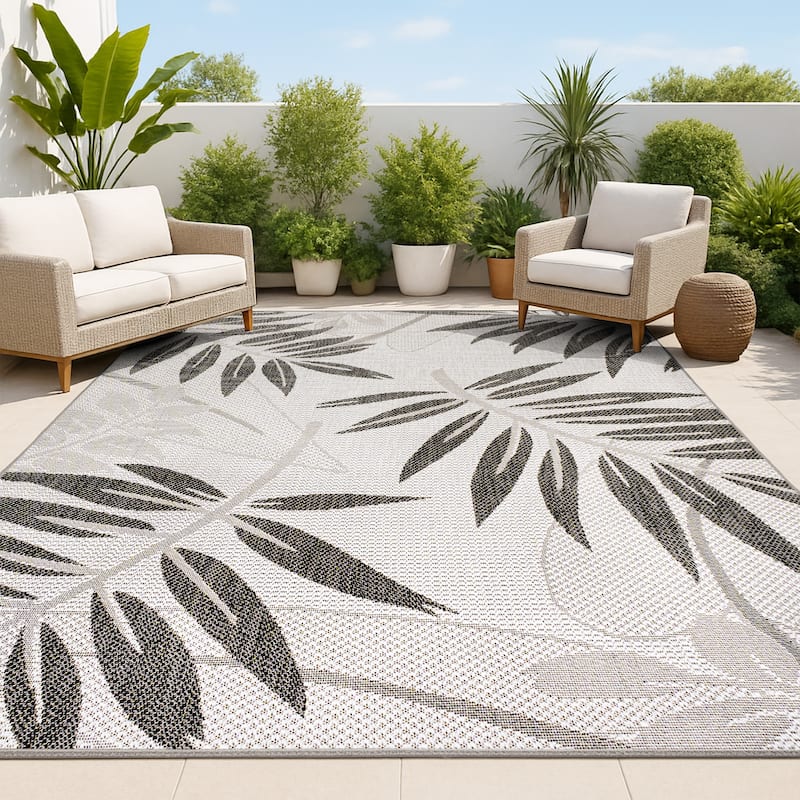 JONATHAN Y Bahamas Tropical Palm Leaf Indoor/Outdoor Area Rug