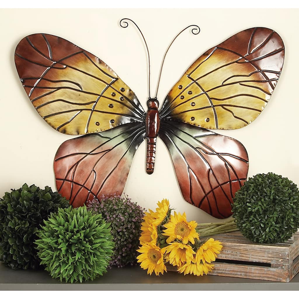 Red Metal Indoor Outdoor Butterfly Home Wall Decor