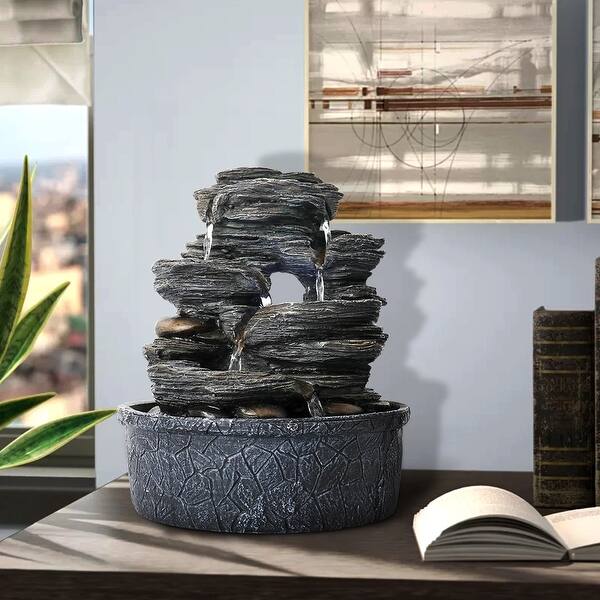 Shop 5 Tiered Resin Rock Relaxation Indoor Tabletop Water Fountain W Lights Overstock 32063408