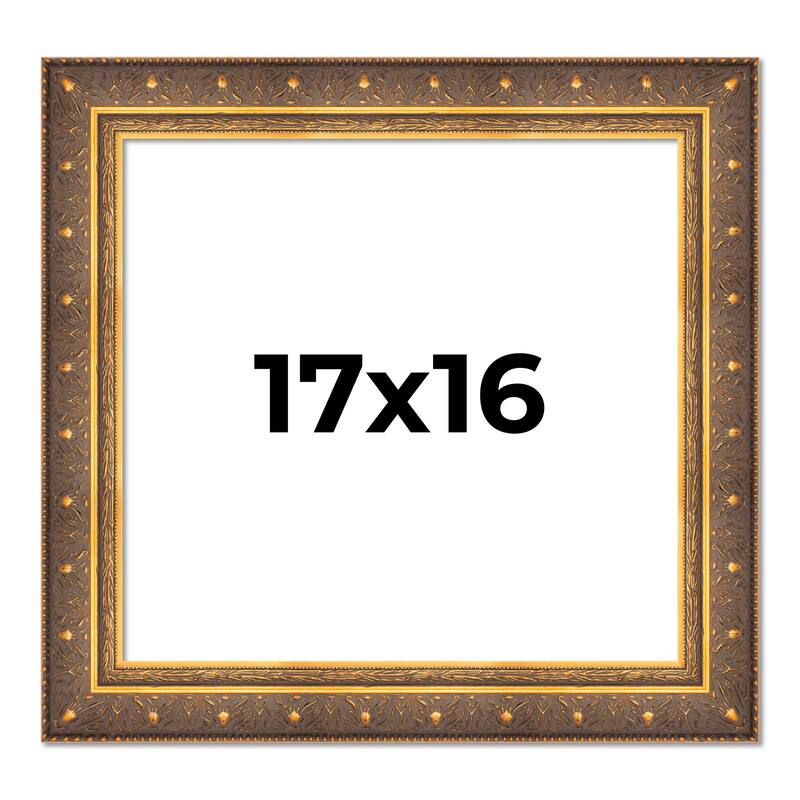 17x16 Frame Vintage Gold Solid Wood Picture Frame | 2.5 Inch Moulding