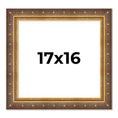 17x16 Frame Vintage Gold Solid Wood Picture Frame | 2.5 Inch Moulding