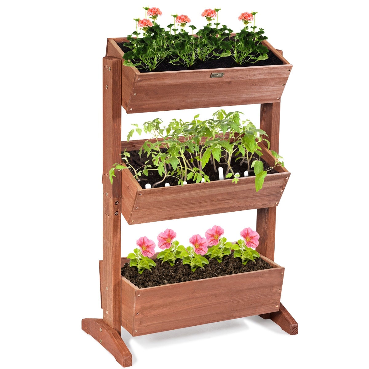 Yardeen 3 Tier Cedar Cascading Raised Planter Bed Planter Stand