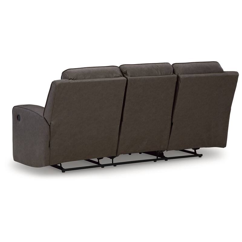 Signature Design by Ashley Lavenhorne Granite Reclining Sofa with Drop Down Table - 87"W x 42"D x 43"H