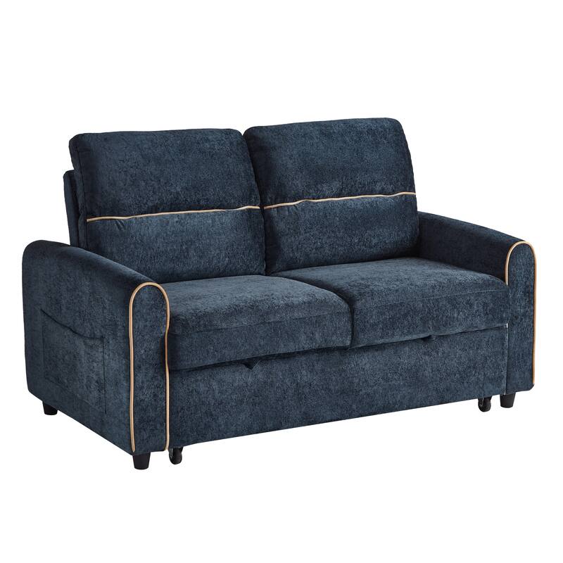 GDFStudio - 58" Chenille Convertible Sleeper Sofa with USB