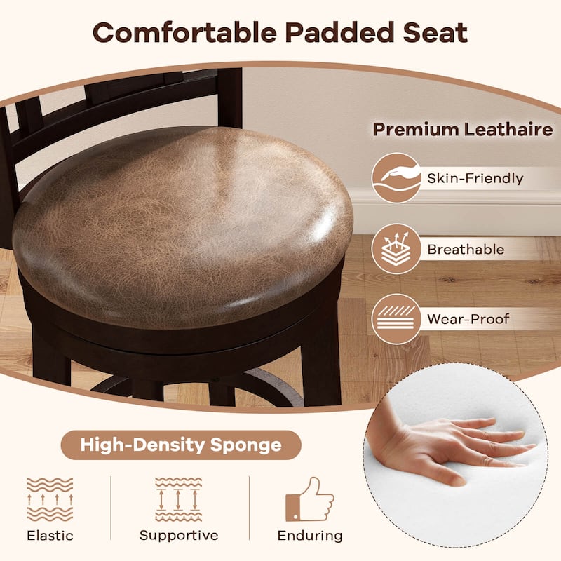 Costway Set of 2/4 Bar Stools 30" Swivel Bar Chairs with Footrest, - See Details