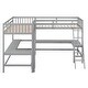 preview thumbnail 12 of 28, Wood Twin L-Shaped Loft Bed with Desks, Ladder, No Box Spring, Grey