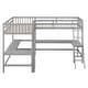 preview thumbnail 13 of 30, Wood Twin Size L-Shaped Loft Bed with Ladder and 2 Built-in Desks, Gray