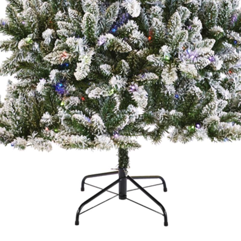 NOMA Cypress 7 ft White Multi-Color LED Pre-Lit Flocked Artificial Christmas Tree - 24.3