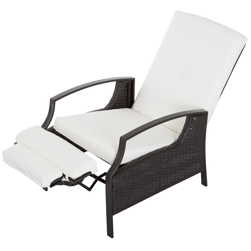 Outsunny Rattan Adjustable Recliner Chair with Hand-Woven All-Weather Wicker for Patio, Outdoor, Garden, Poolside