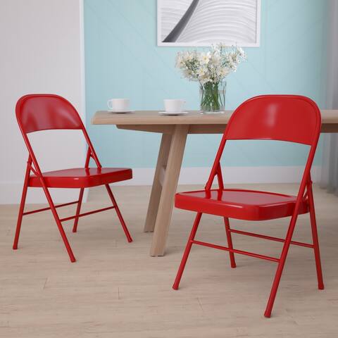 2 Pack Double Braced Metal Folding Chair
