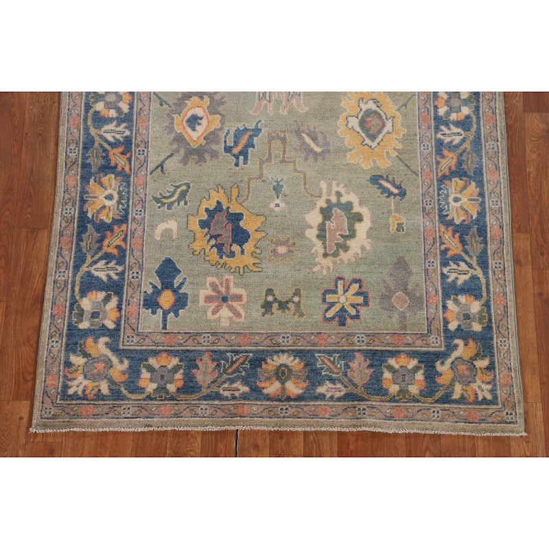 Sage Green Kazak Accent Rug Hand-Knotted Wool Carpet - 3'11" x 5'10"