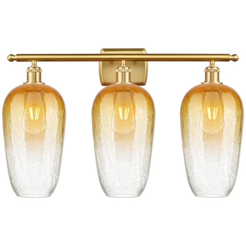 Innovations Lighting Endless Possibilities Ballston - Brookhaven Flute - 3 Light 27" Bath Vanity Light - Satin Gold/Amber