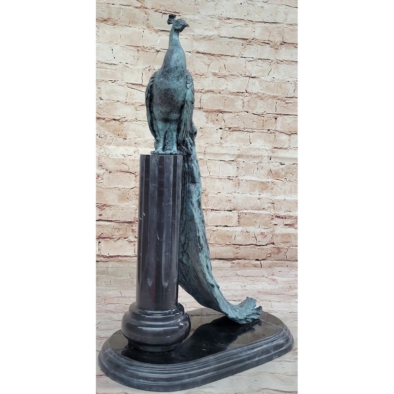 Bronze Pea Sculpture On Marble Pedestal - Elegant Decorative Art Signed Original Milo