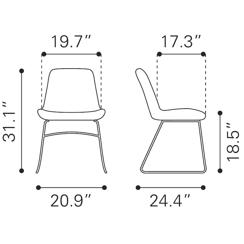 Tammy Dining Chair (Set of 2) Green - Product (in) : 20.9" W x 24.4" D x 31.1" H