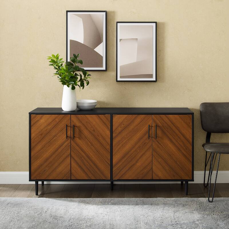 Mid-Century Modern Faux-Bookmatch Door Buffet