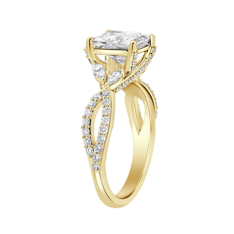 Auriya 14k Gold 5 3/4ctw Princess Lab grown Twisted-Vine Diamond Engagement Ring (E-F VS)