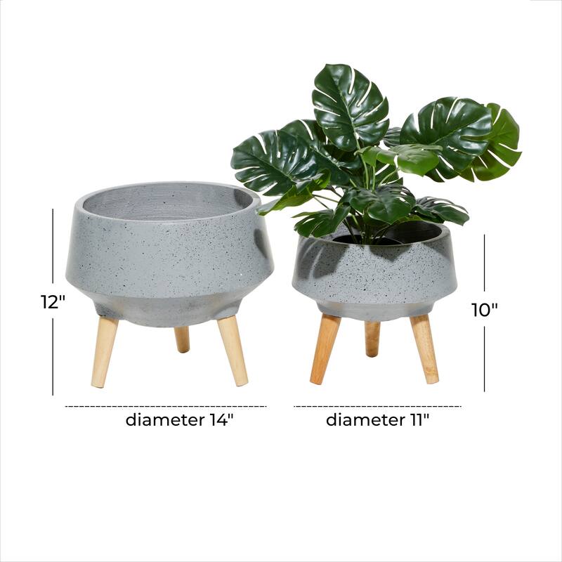 MgO Contemporary Planter (Set of 2) - S/2 10", 12"H
