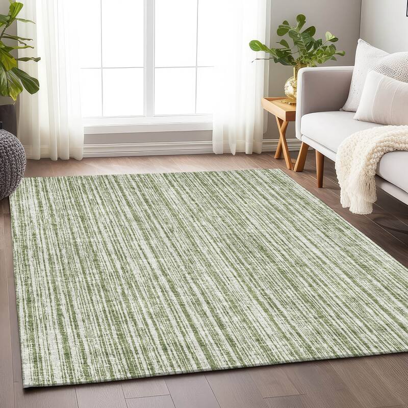 Premium Washable Super Soft Striped Mayfield Rug - Green - 5' x 7' 6"