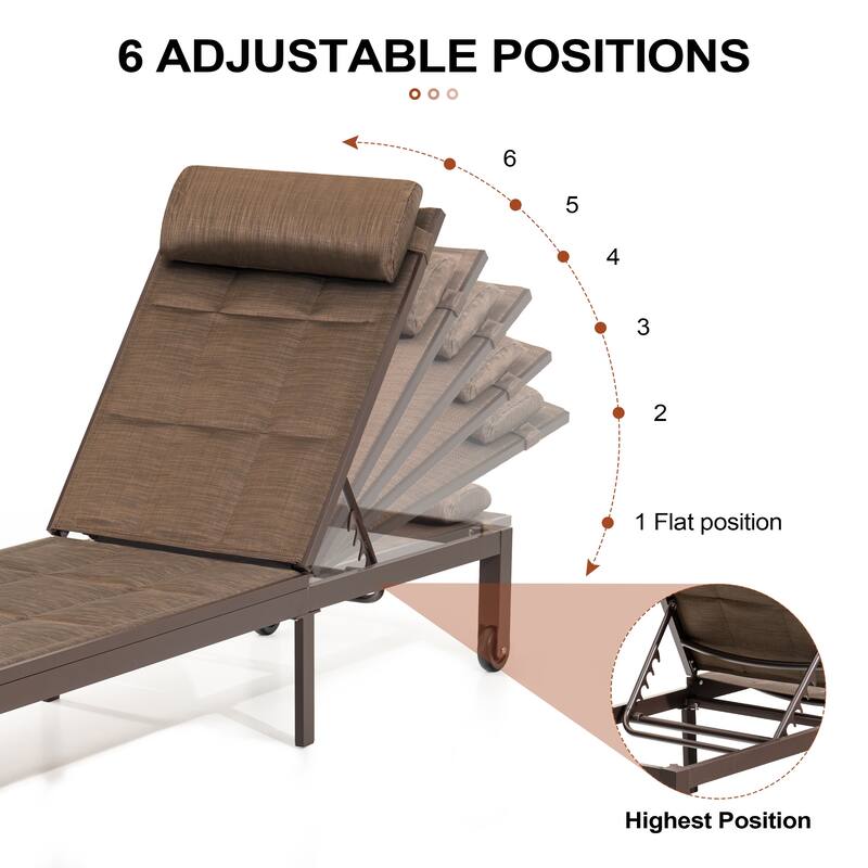 Outdoor Aluminum Chaise Lounge Adjustable Foldable Lounge Chairs