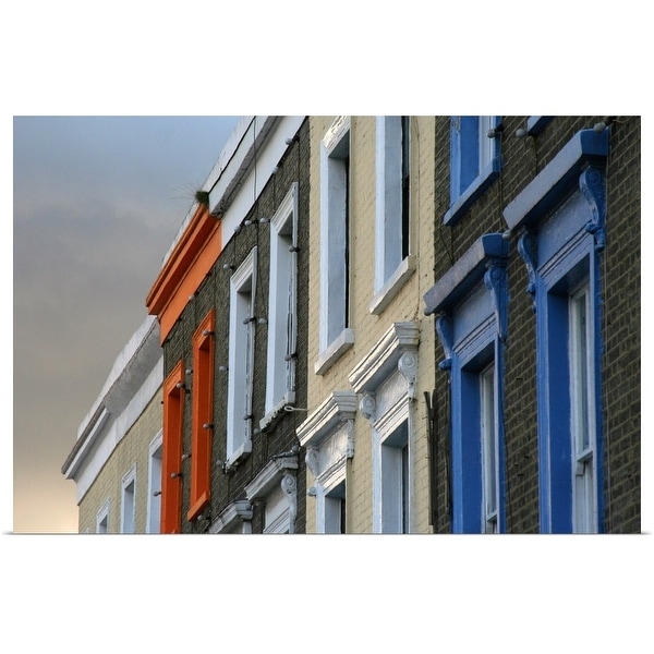 "Painted window frames on series of terraced buildings on Camden High Street in London." Poster Print