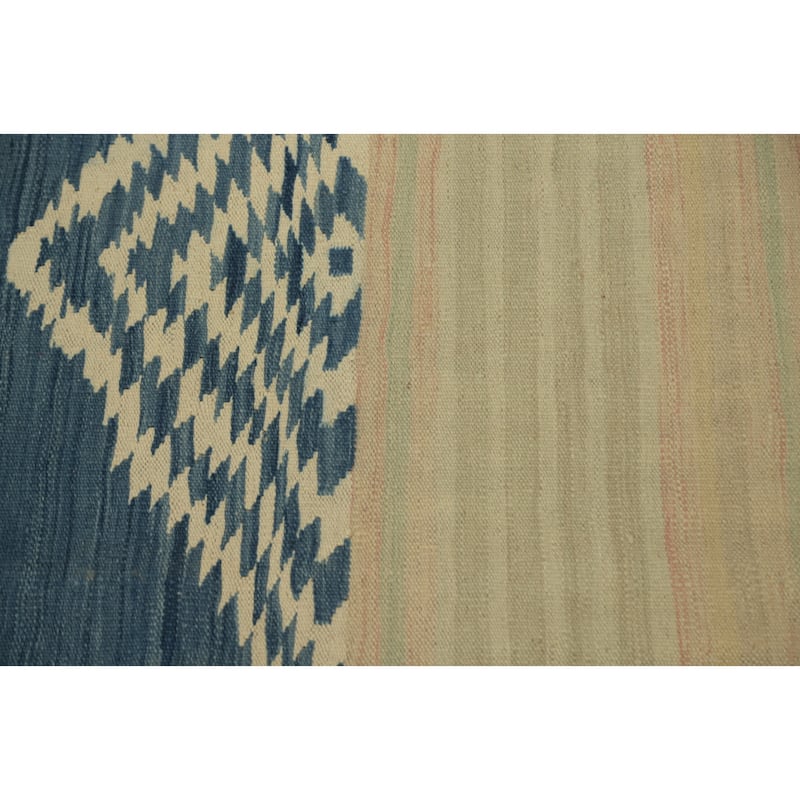 Hand Woven Oriental 100% Wool Carpet Southwestern Tribal Beige & Ivories Kilim Area Rug - 12' 11'' X 9' 11''