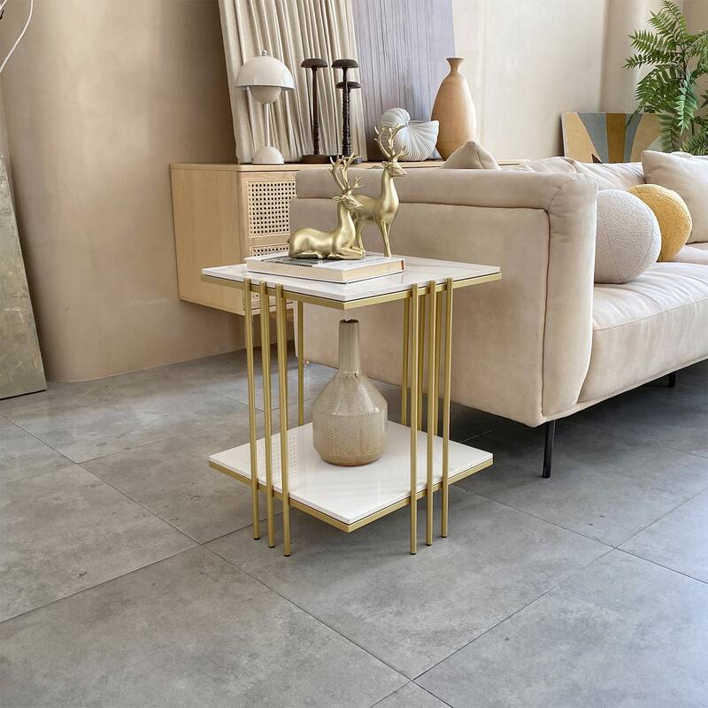 Square Sintered Stone Side Table, Modern End Table