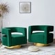 preview thumbnail 100 of 114, HULALA HOME Carisa Modern Upholstered Swivel Open-Back Barrel Chair with Golden Base Set of 2 - GREEN