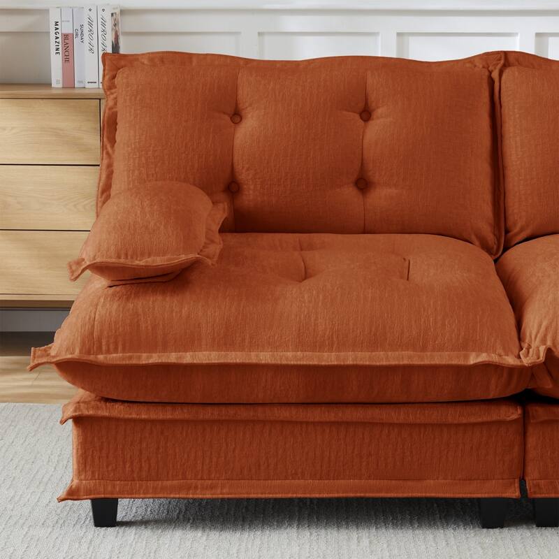 107.8" Chenille Sectional Sofa with Movable Ottoman