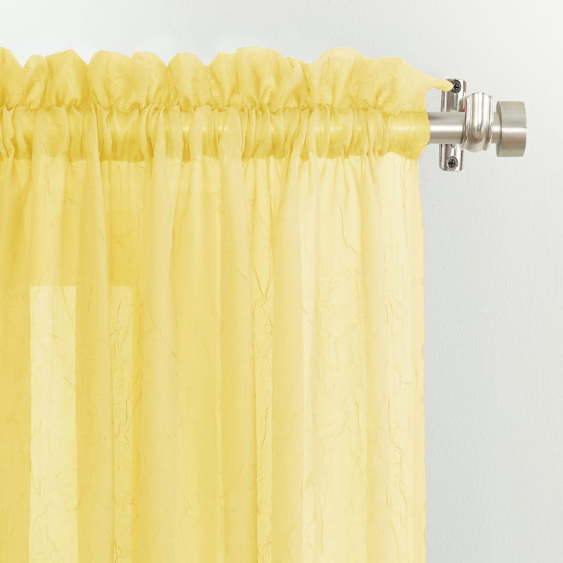 No. 918 Erica Crushed Voile Ascot Beaded Sheer Rod Pocket 1-Piece Curtain Valance