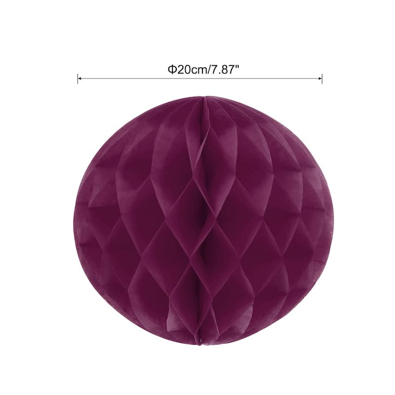 6Pcs Paper Pom-Poms Balls Paper Tissue Flower Ball for Party Decor - Wine Red - 8 Inch