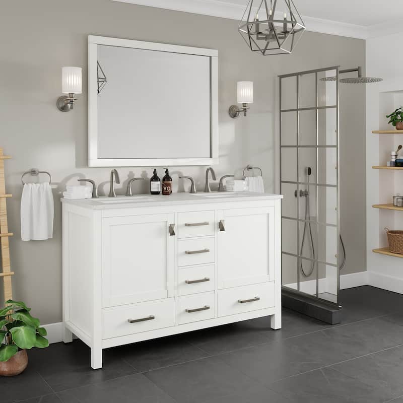 Aberdeen 48 in. Double Sink Vanity with Carrara Quartz Top & Undermount Sinks