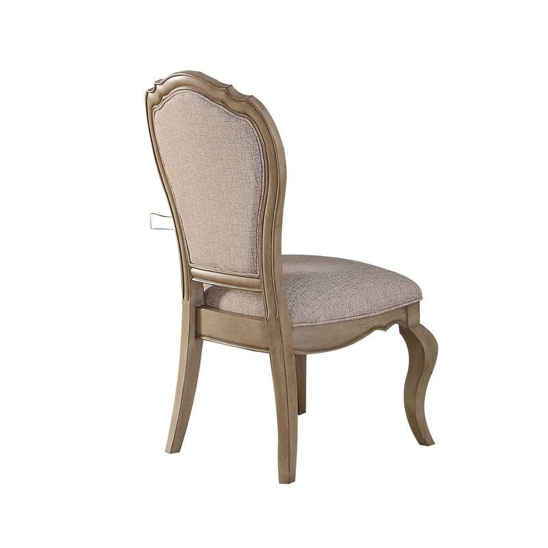 HomeRoots Set of Two Tufted Beige and Taupe Upholstered Fabric And Solid Wood Dining Side Chairs