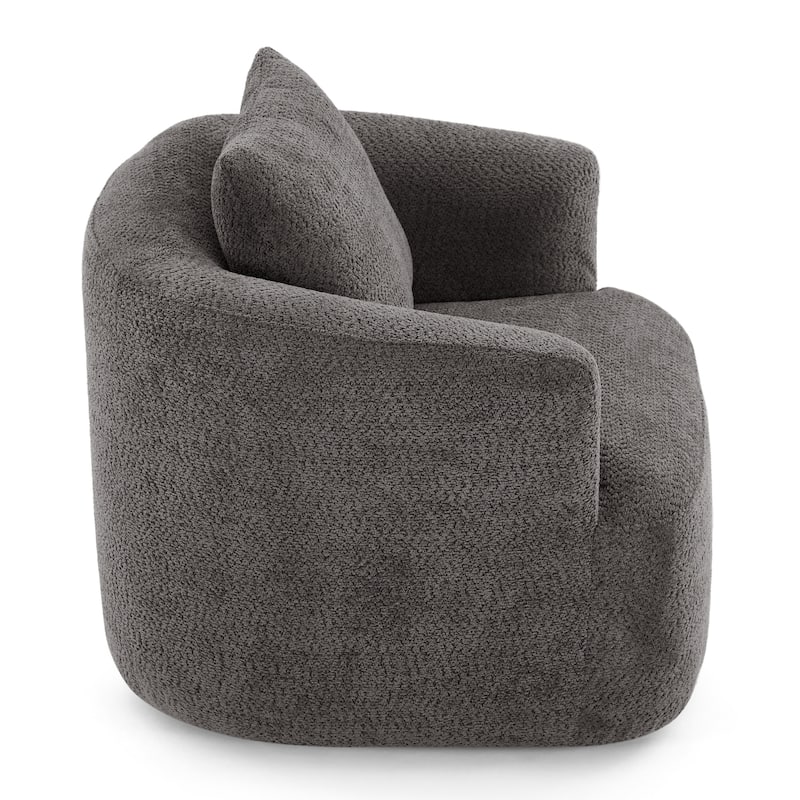 Roomfitters 360° Chenille Upholstered Swivel Barrel Chair Accent Sofa with Throw Pillow for Living Room Bedroom Office Hotel