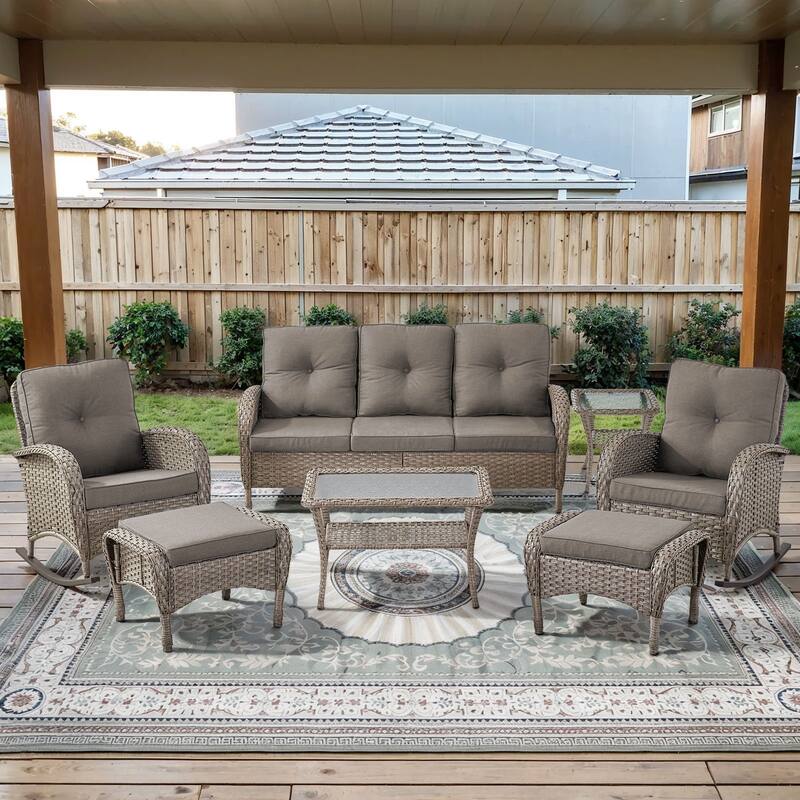 Gymojoy Outdoor Wicker Patio Furniture Sofa Chair Set Weather-Resistant