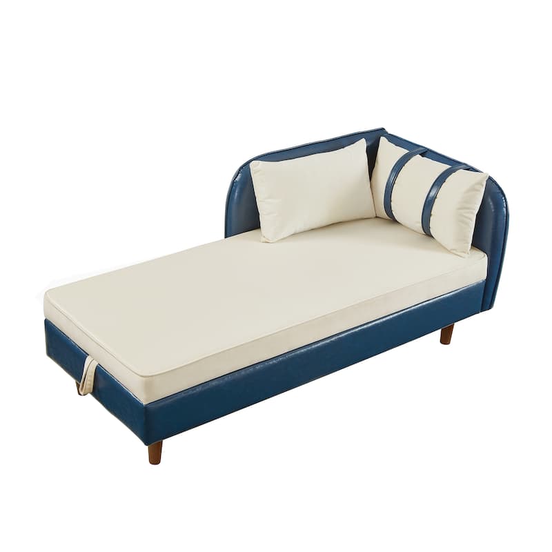 Roomfitters 65" Storage Chaise Lounge Sofa, Modern Indoor Daybed with Wooden Legs for Bedroom Living Room