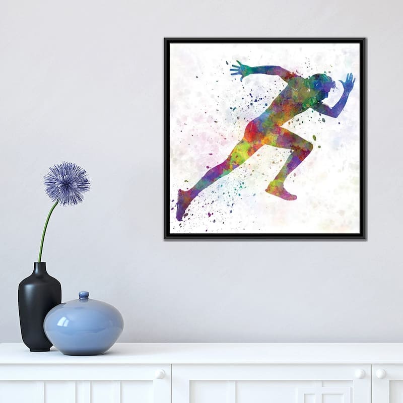 iCanvas "Man Running Sprinting Jogging I" by Paul Rommer Framed Canvas Print