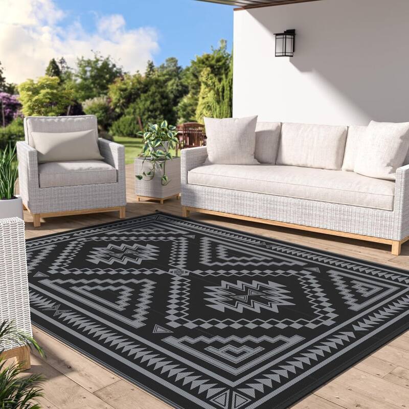 Mcow Geo Harmony Reversible Woven Waterproof Outdoor Area Rug