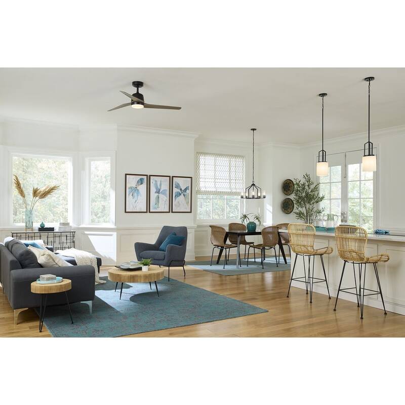 Goodwin Collection Five-Light Matte Black Modern Farmhouse Chandelier - 24 in x 24 in x 15.5 in