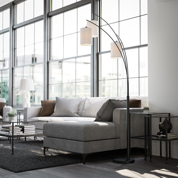 Willow arc black 3 shop light floor lamp