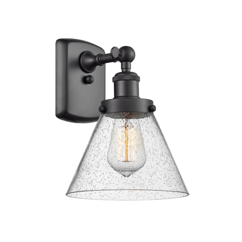 Innovations Lighting Large Cone 8" Wide Bathroom Sconce - Matte Black / Seedy