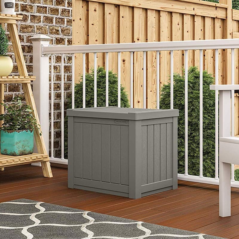 Suncast 17 x 22 Inch Resin 22-Gallon Patio Storage Deck Box, Java Brown (2 Pack)