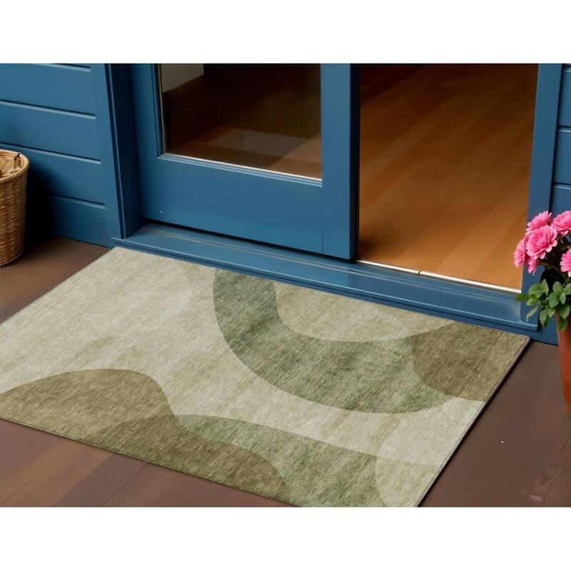 HomeRoots Abstract Transitional Rectangle Outdoor Rug - 3' x 5'